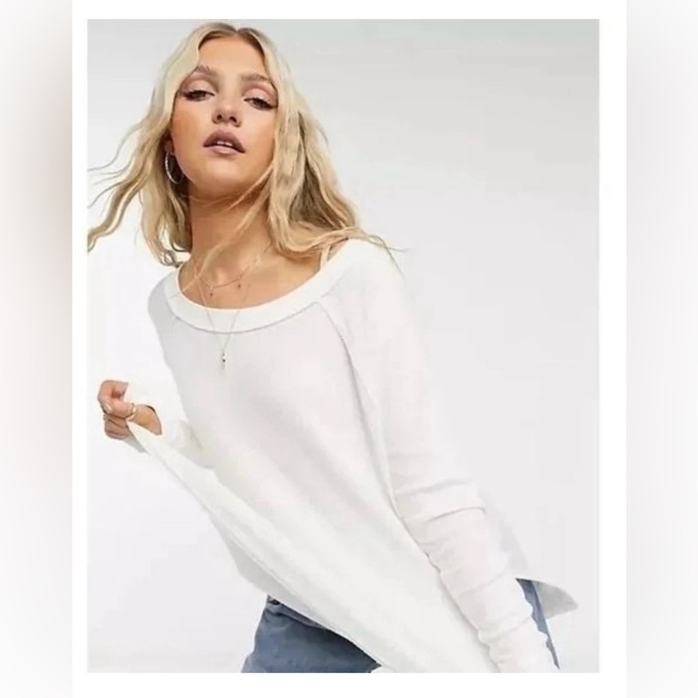 Free People We The Free Snowy Thermal Top Women XS White Minimalist Relaxed Fall